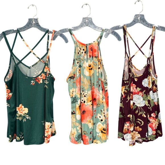 3 Papermoon Floral Camisole Tank Tops Bundle - Picture 2 of 9